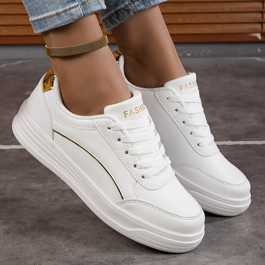 EB | Damen Sneaker In Einfarbiger Ausführung mit Schnürsenkeln und Weicher Sohle