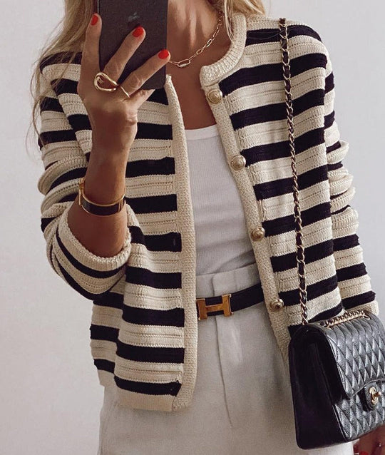 EB | Bequem Gestreifter Pullover Mit Langem Ärmeln