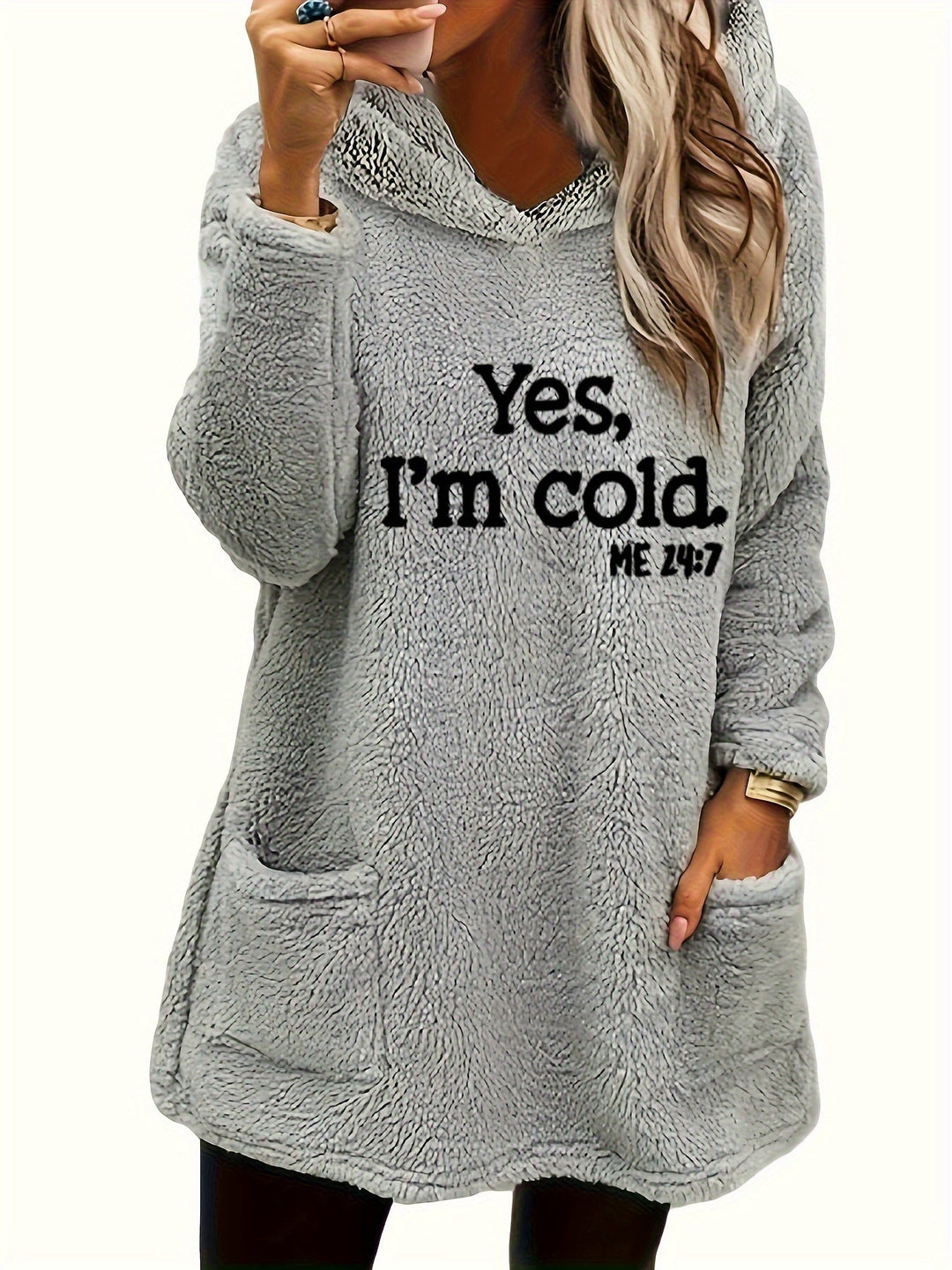 EB | Langer Hoodie mit Print Fleece Wärme und Komfort