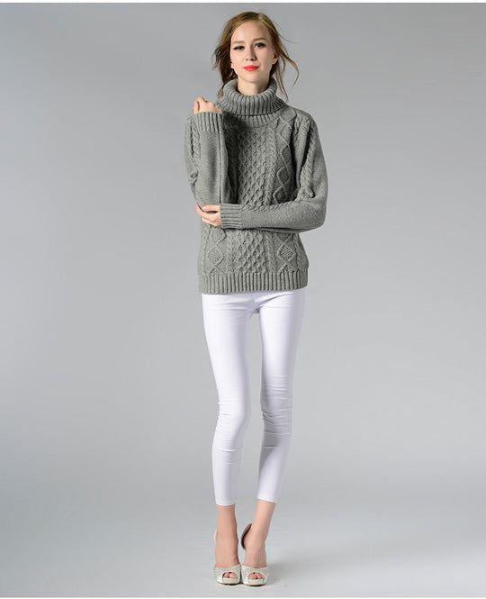 EB | Damen Rollkragenpullover mit langen Ärmeln und Kabelstrick