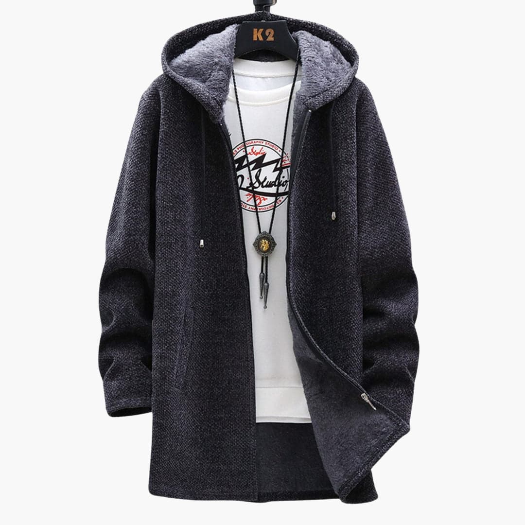 EB | Lange Kapuzenjacke Weiches Fleecefutter Bequemer Stil
