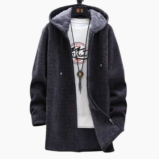 EB | Lange Kapuzenjacke Weiches Fleecefutter Bequemer Stil
