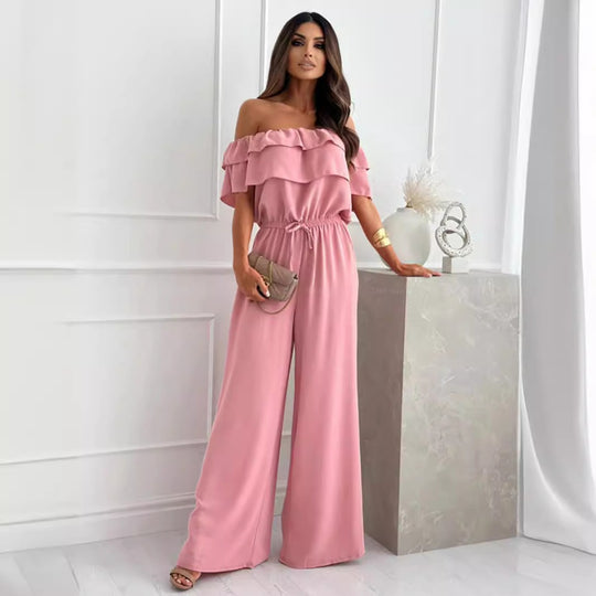EB | Jumpsuit mit Rüschenrand und Schulter mit kurzen Ärmeln