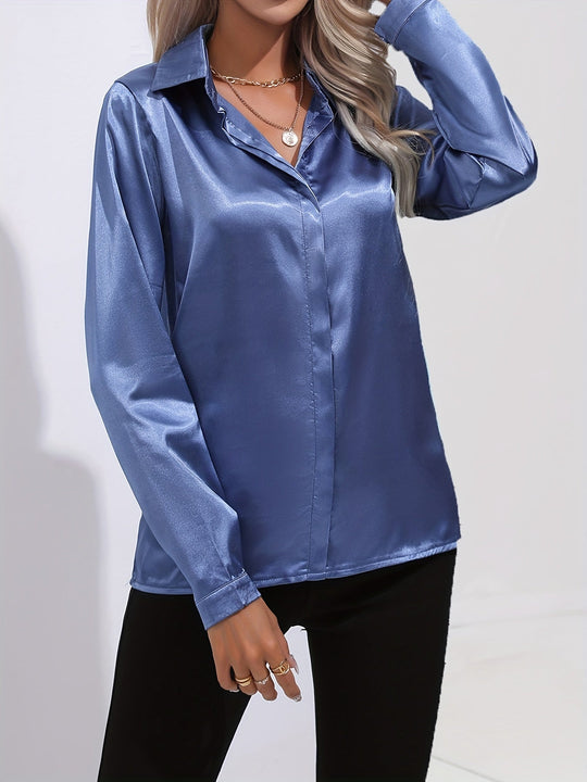 EB - Schicke Herbst Elegante Satin Bluse für Frauen
