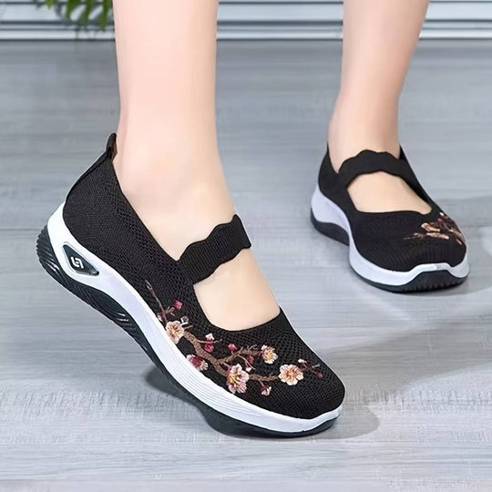 Orthopädische Florale Schwarze SlipOns EB