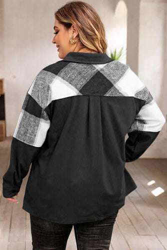EB | Plus Size Karos Shacket Jacke für Damen