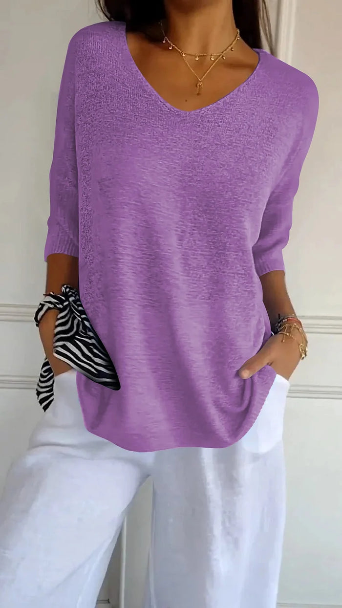 EB | Bequemes Damen Stricktop mit V-Ausschnitt