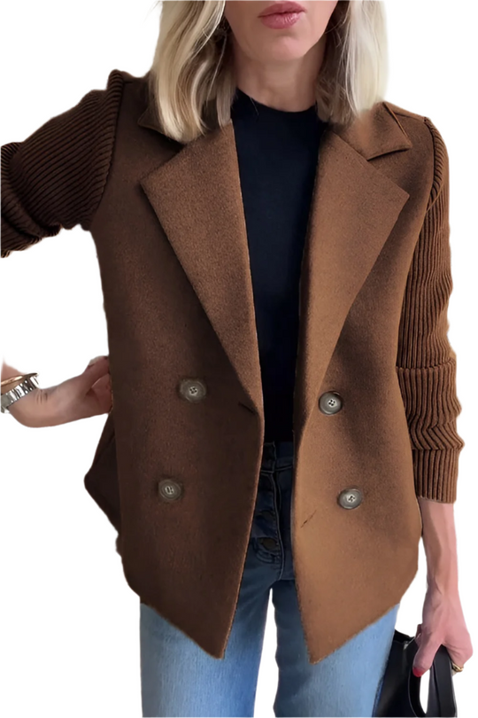 EB | Damen Blazer aus veganer Wolle mit gestrickten Ärmeln