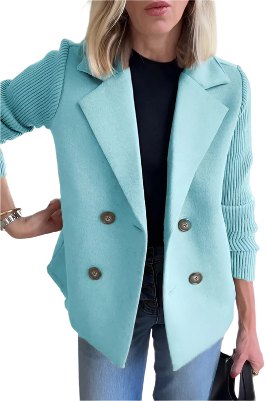 EB | Damen Blazer aus veganer Wolle mit gestrickten Ärmeln