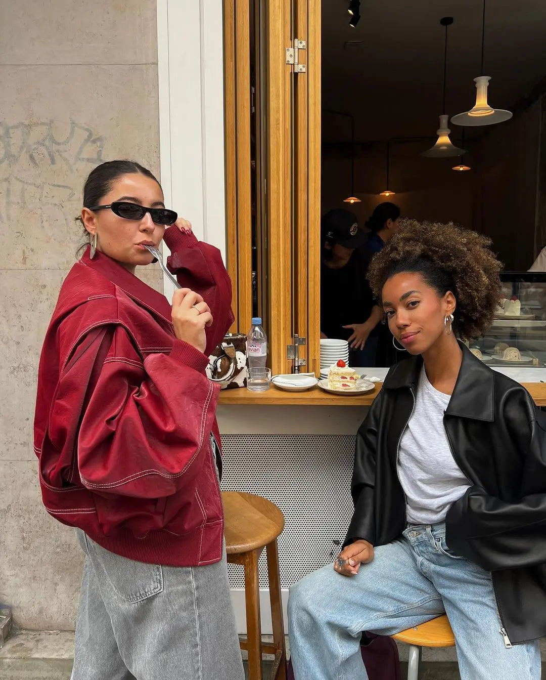 EB | Burgundisch Zip up Jacke in Übergröße mit Kontrastnähten