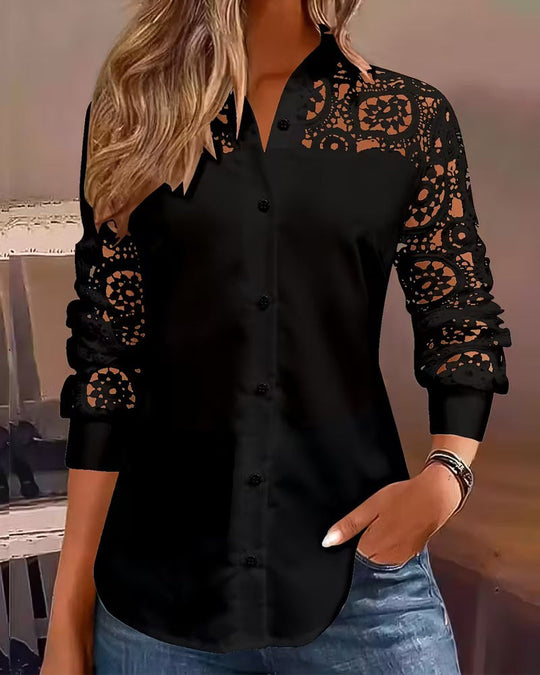 EB | Uni Farbe Revers Spitze Patchwork
