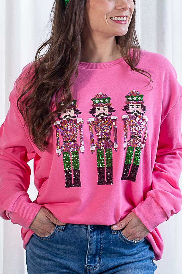 EB | Weihnachtswächter Pailletten Locker Lässig Sweatshirt