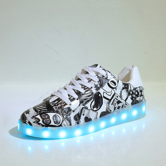 Damen LED Leuchten Sneakers mit buntem Grafikdesign EB