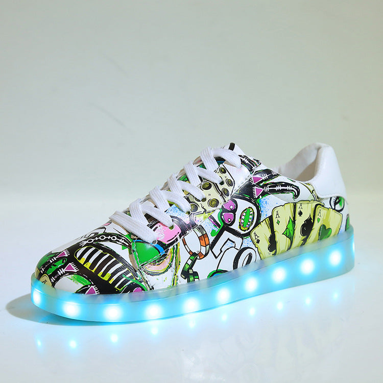Damen LED Leuchten Sneakers mit buntem Grafikdesign EB