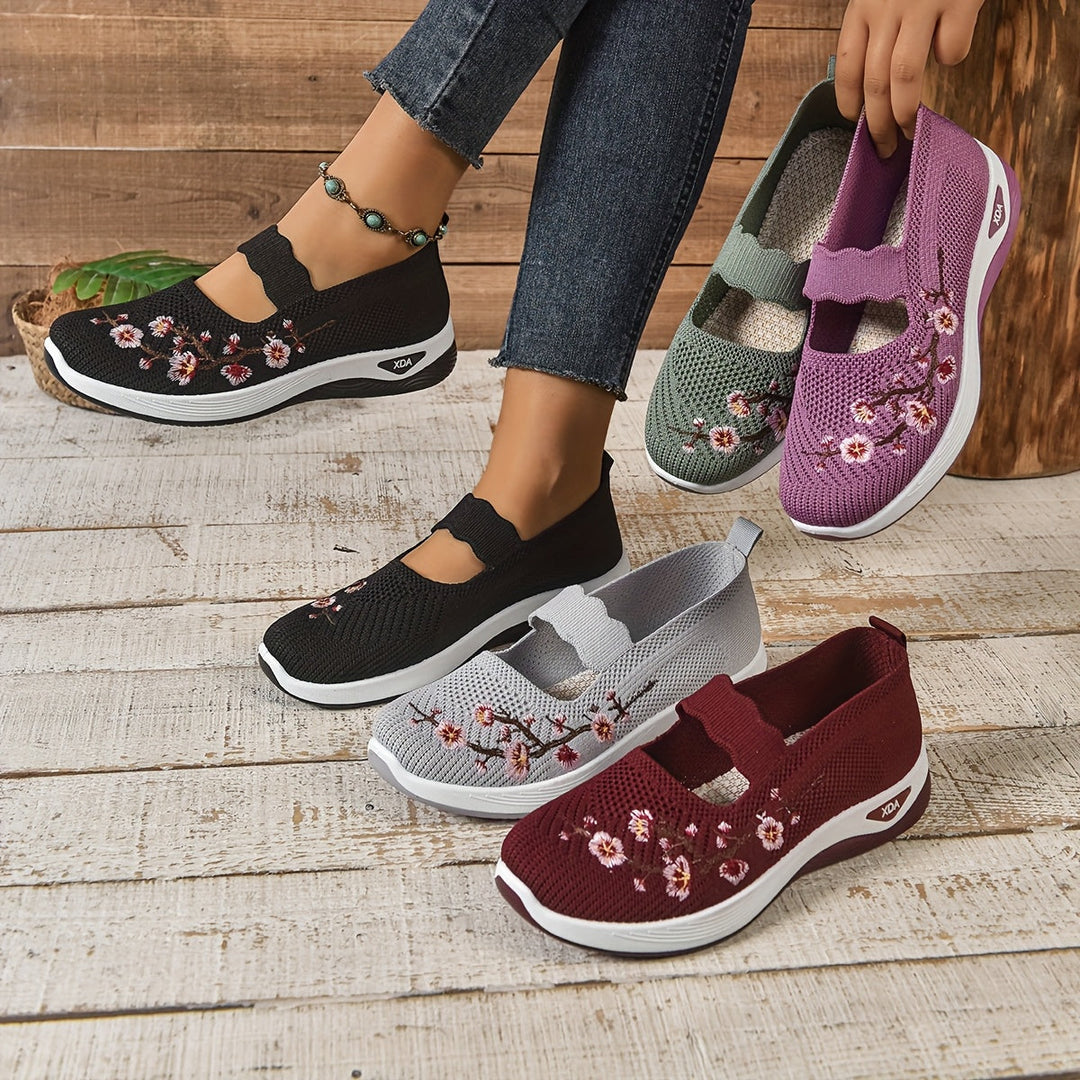 Blumenbestickte Mesh Slip-On Schuhe EB EB
