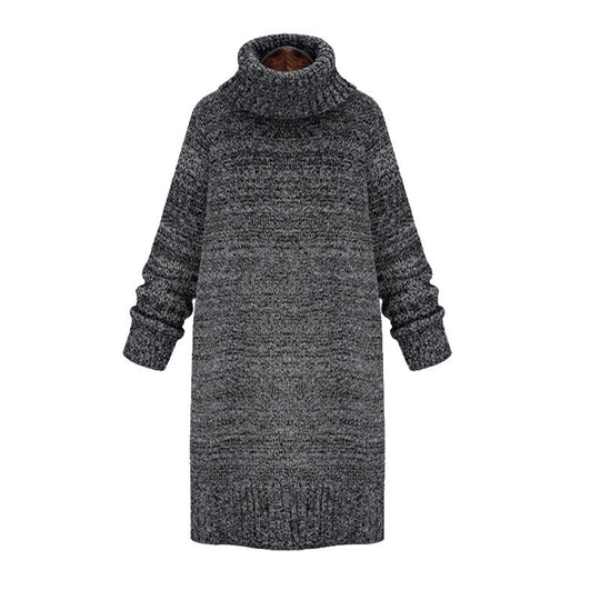 Damen Strickkleid mit hohem Kragen und lässiger Passform EB