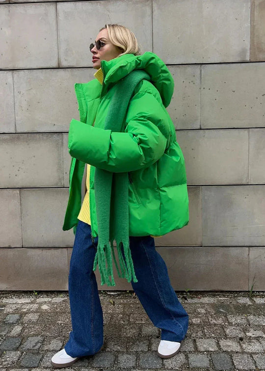 EB | Neon Grüner Kapuzen-Pufferjacke