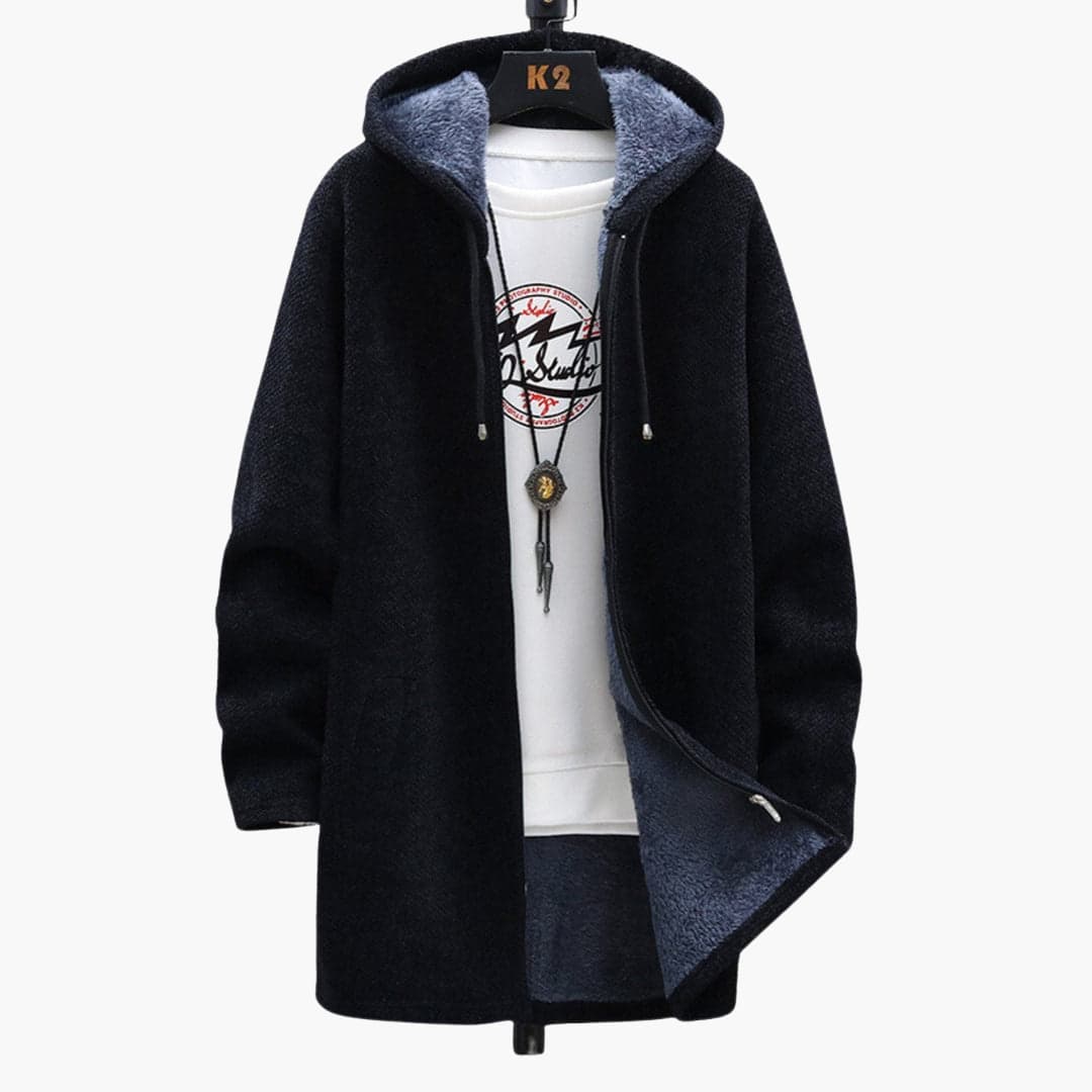 EB | Lange Kapuzenjacke Weiches Fleecefutter Bequemer Stil