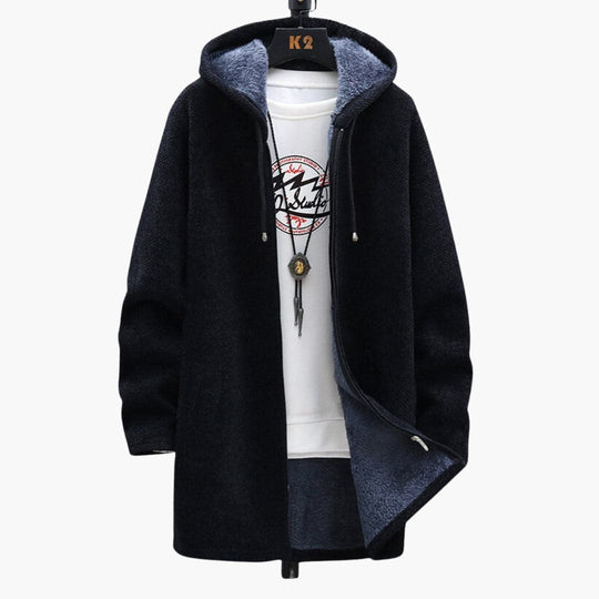 EB | Lange Kapuzenjacke Weiches Fleecefutter Bequemer Stil