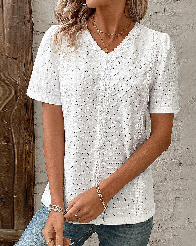 EB | Weiße kurzärmelige Bluse