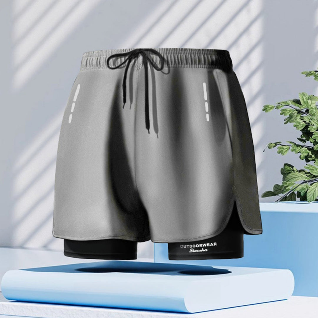 EB | Doppellagige Herren Sport Fitness Anti-Peinlichkeit Strandhose