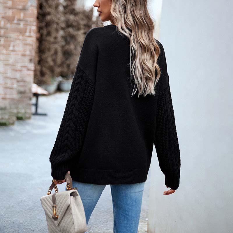 EB | Einfarbiger Strickpullover mit Gerippten Bündchen