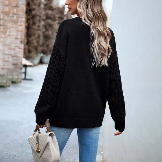 EB | Einfarbiger Strickpullover mit Gerippten Bündchen