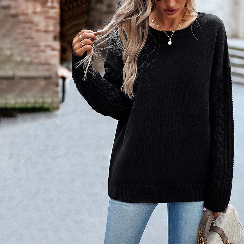 EB | Einfarbiger Strickpullover mit Gerippten Bündchen