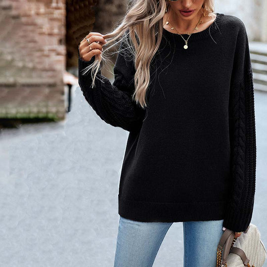 EB | Einfarbiger Strickpullover mit Gerippten Bündchen