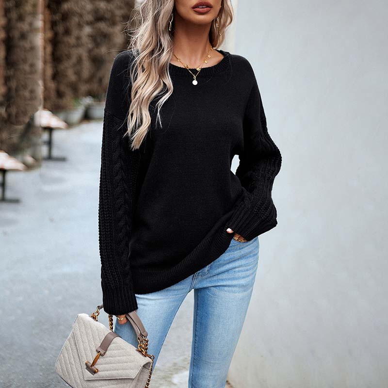 EB | Einfarbiger Strickpullover mit Gerippten Bündchen