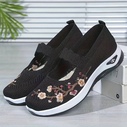 Orthopädische Florale Schwarze SlipOns EB