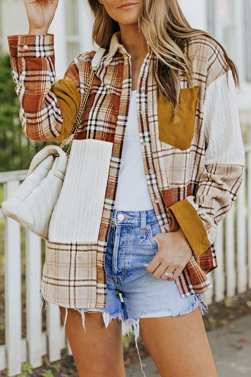 EB | Gitterhemde mit Patchwork-details Baumwollmischung Perfekt für Layering