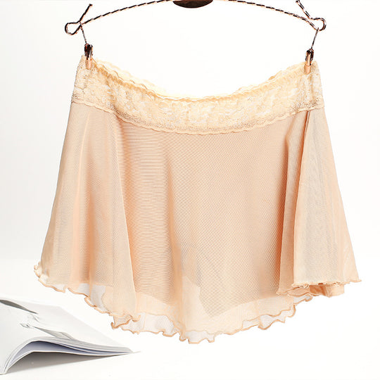 Damen Elegante Chiffon-Rock mit Spitzenbund EB