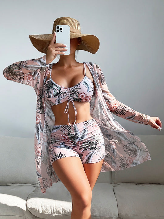 EB | Dreiteilige Bluse mit hoher Taille und langen Ärmeln mit Kordelzug