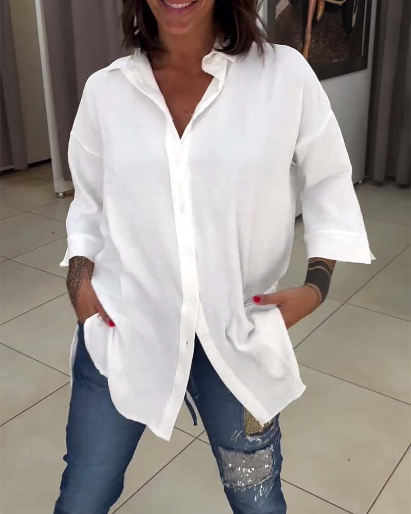 EB | Weiße Bluse Im Oversized Schnitt
