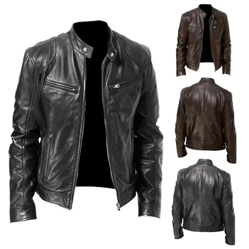EB | Robuste Leder-Motorradjacke Bikerjacke für Herren Erwan