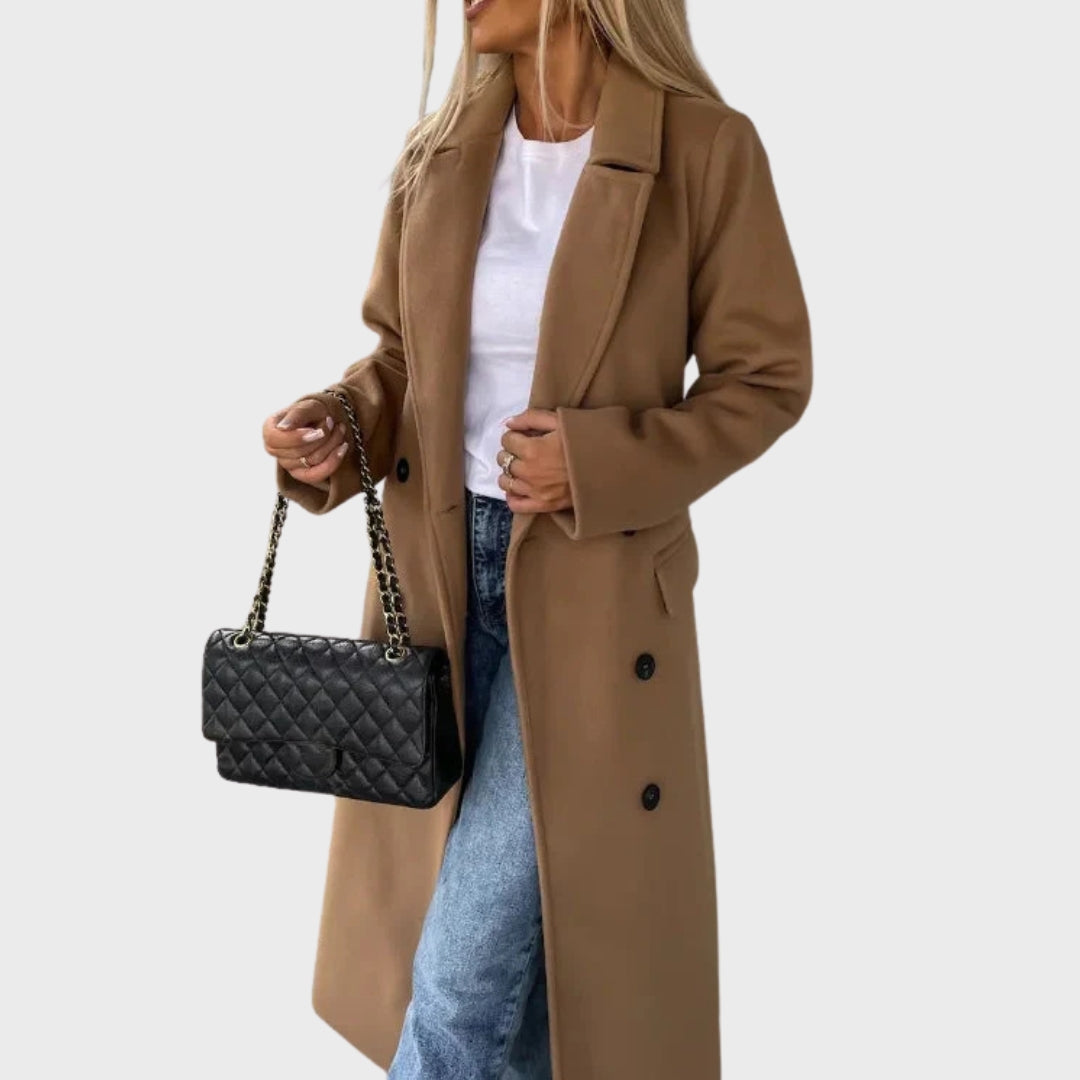 EB | Eleganter warmer langer zweireihiger Wintermantel
