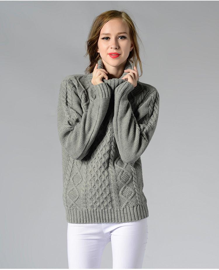 EB | Damen Rollkragenpullover mit langen Ärmeln und Kabelstrick