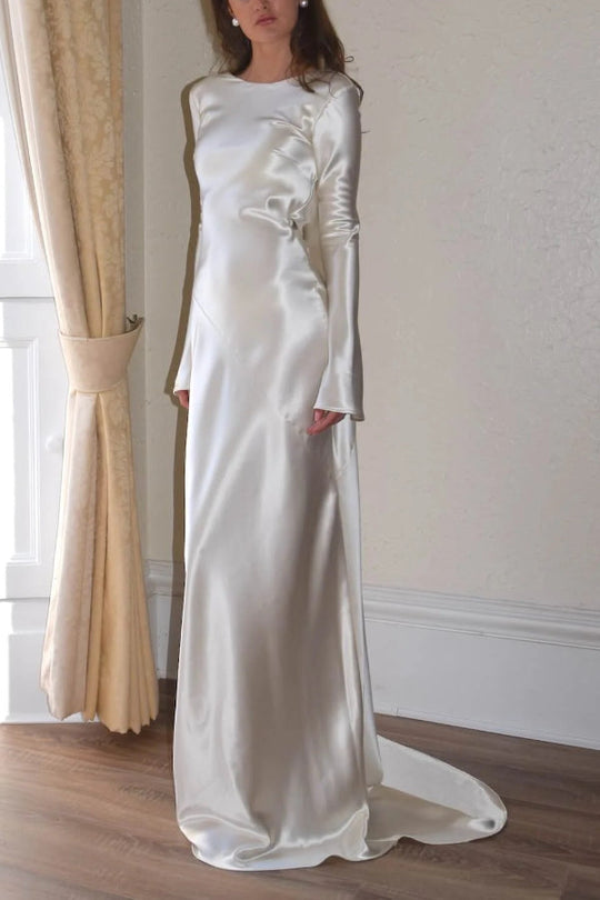 EB | Pearl Eden Satin Rückwärtig Offene Cowl Neck Gown Maxi Kleid