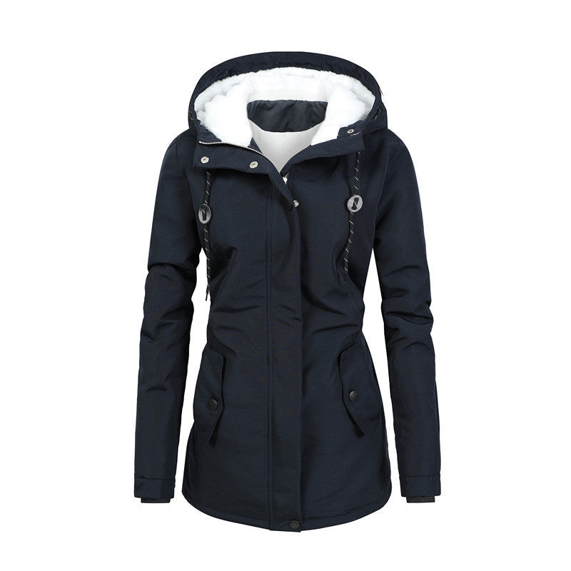 EB | Damen Fleecejacke mit Kapuze und Kordelzug