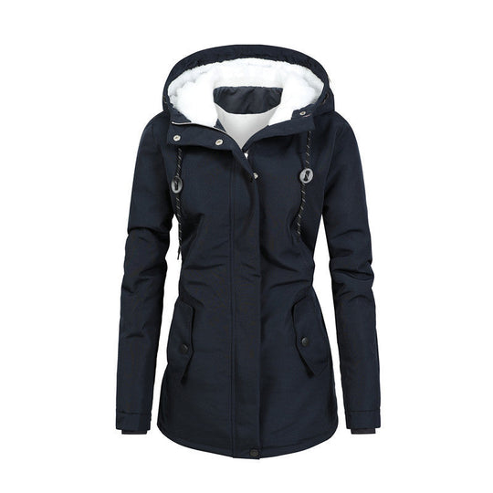 EB | Damen Fleecejacke mit Kapuze und Kordelzug