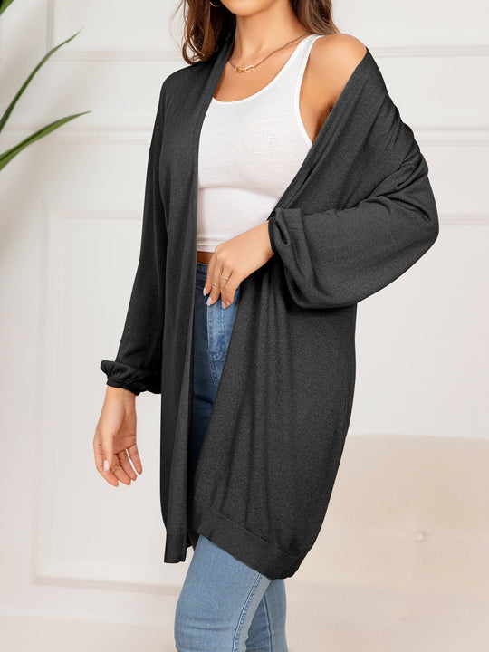 EB | Gefallen Schulter Offene Front Langarm Cardigan