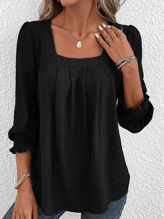 EB | Baumwollbluse Mit Eckigem Ausschnitt
