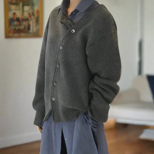 EB | Weiche Strickjacke mit Diagonaler Knopfleiste