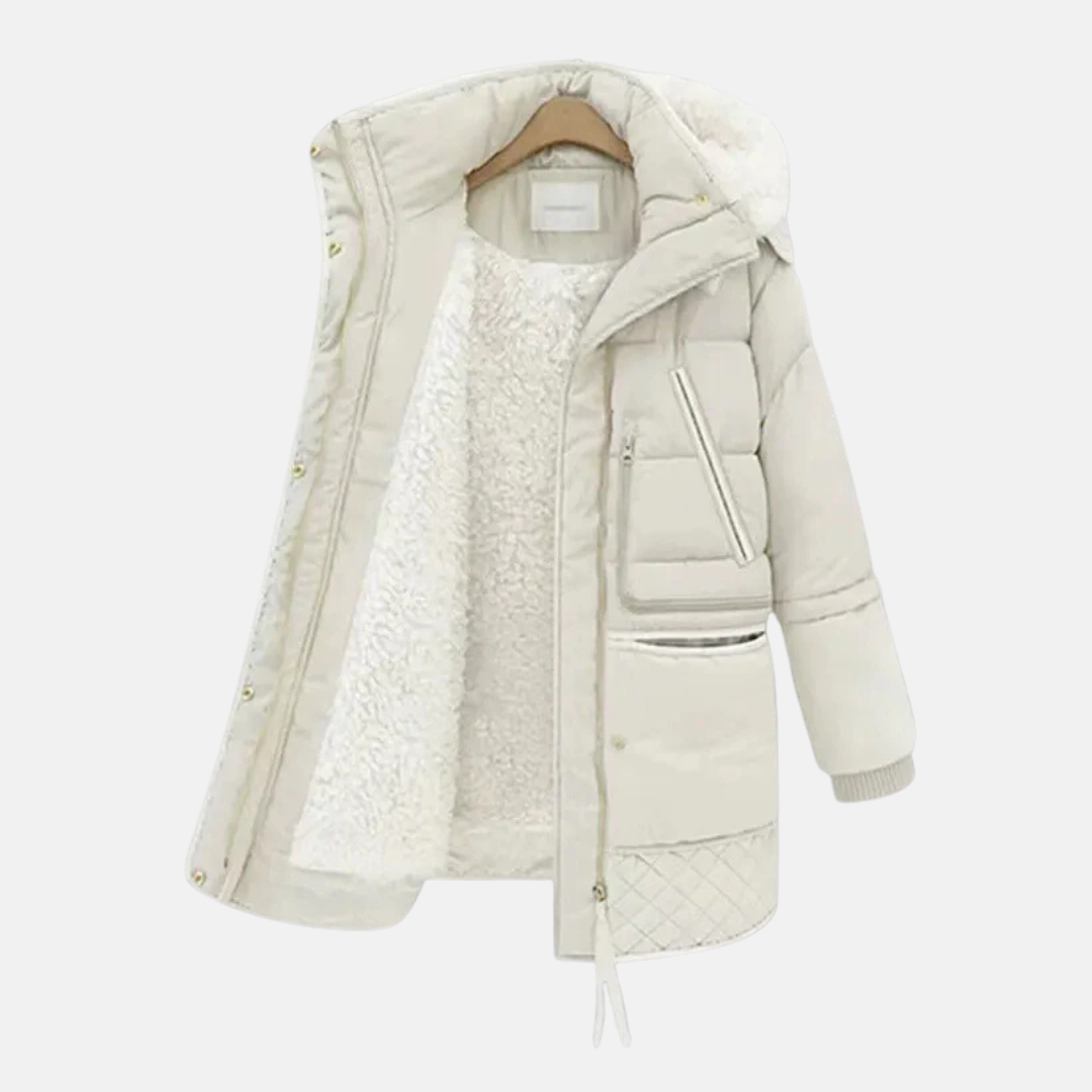 EB | Gepolsterter Mantel - Oversized Schnitt - Gefütterte Kapuze - Rippstrickbündchen - Taschen