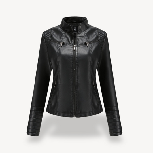 EB | Klassische Biker Kunstlederjacke Damen