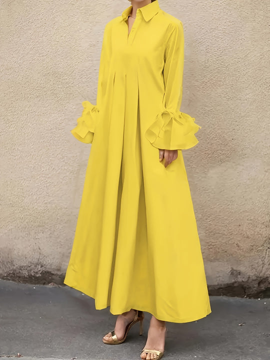 Damen Lange Hemdblusenkleid EB