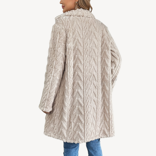 EB | Doppelreihiger Fuzzy-Mantel für Frauen