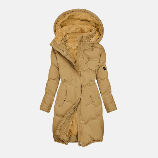 EB | Lange Pufferjacke - Wasserabweisend - Gefüttert - Verstellbare Taille - Kapuze mit Futter