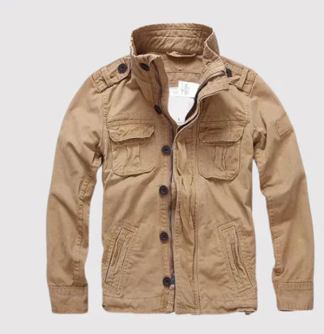EB | Jeansjacke Reguläre Passform Knopfverschluss Hoher Kragen Mehrere Taschen Schulterklappen